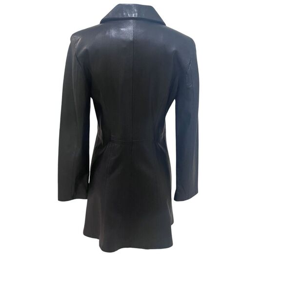 Women’s Vintage Mario Romano Black 100% Leather Coat Size EU 38 Florence… - Picture 2 of 12